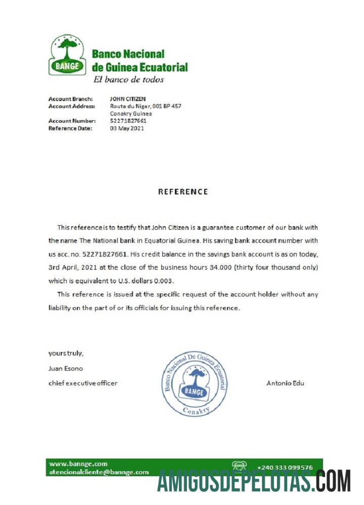 Guiné Equatorial A Referência do Banco Nacional baixar para verificação